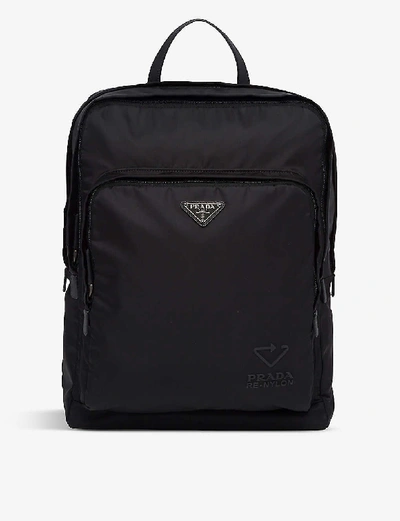 Shop Prada Leather And Recycled-nylon Backpack In Black