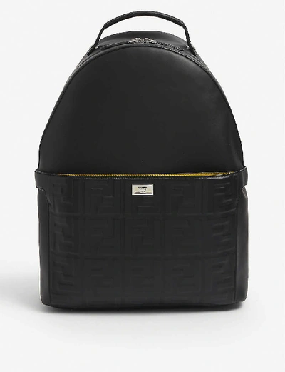 Shop Fendi Logo-embossed Leather Backpack In Black