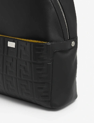 Shop Fendi Logo-embossed Leather Backpack In Black