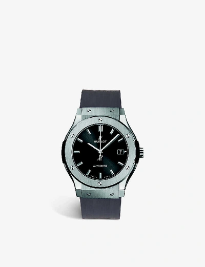 Shop Hublot Men's Grey 511.nx.1171.lr Classic Fusion Titanium And Rubber Automatic Watch