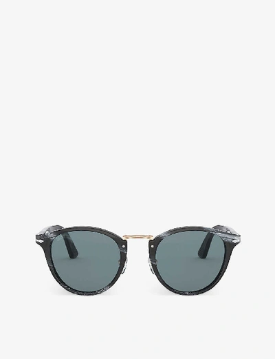 Shop Persol Men's Black Po3108s Typewriter Edition Round-frame Acetate Sunglasses