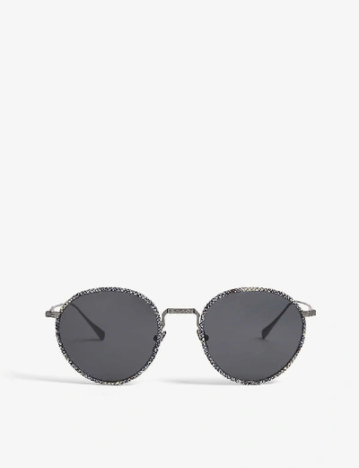 Shop Giorgio Armani Men's Grey Ar6103j 51 Metal And Acetate Round-frame Sunglasses