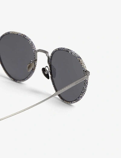 Shop Giorgio Armani Men's Grey Ar6103j 51 Metal And Acetate Round-frame Sunglasses