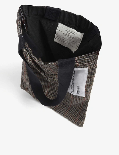 Shop Designers Remix Pre-loved Checked Upcycled Woven Tote Bag In Black