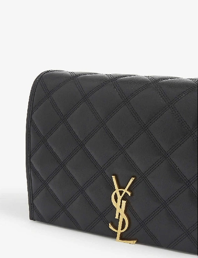Shop Saint Laurent Becky Mini Quilted Leather Shoulder Bag In Black
