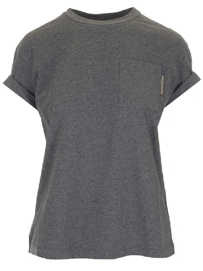 Shop Brunello Cucinelli Women's Grey Cotton T-shirt