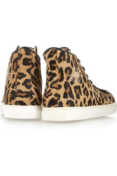 Shop Charlotte Olympia Purrrfect Leopard-print Calf Hair High-top Sneakers In Animal Print