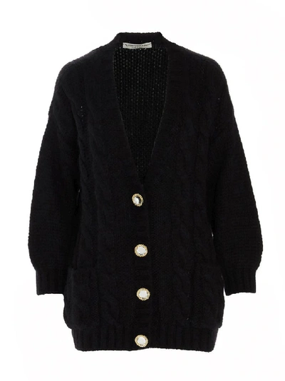 Shop Alessandra Rich Women's Black Wool Cardigan