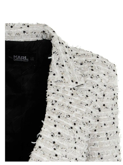 Shop Karl Lagerfeld Women's White Cotton Jacket