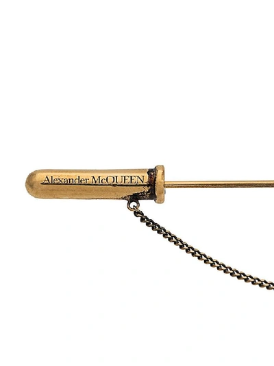 Shop Alexander Mcqueen Men's Black Metal Pin