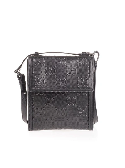 Shop Gucci Men's Black Leather Messenger Bag