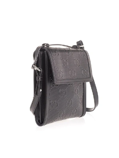 Shop Gucci Men's Black Leather Messenger Bag