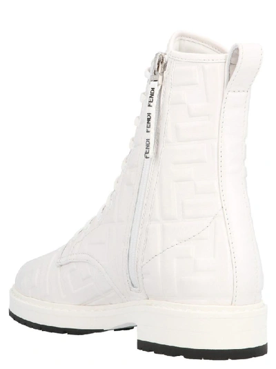 Shop Fendi Women's White Leather Ankle Boots