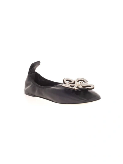 Shop Loewe Women's Black Leather Flats