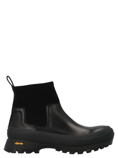 Shop Jil Sander Men's Black Leather Ankle Boots
