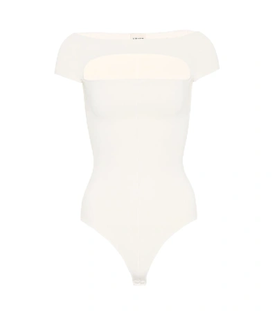 Shop Khaite Talie Cutout Off-shoulder Bodysuit In White