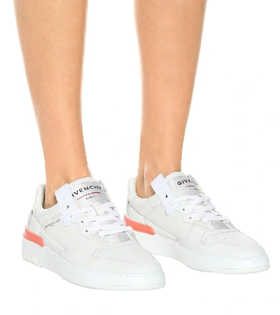 Shop Givenchy Wing Leather Sneakers In White