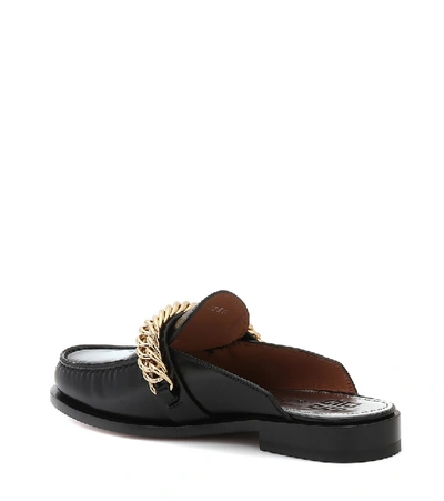 Shop Givenchy Chain-trimmed Leather Slippers In Black