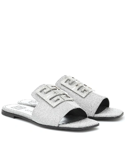 Shop Givenchy 4g Embellished Glitter Sandals In Silver