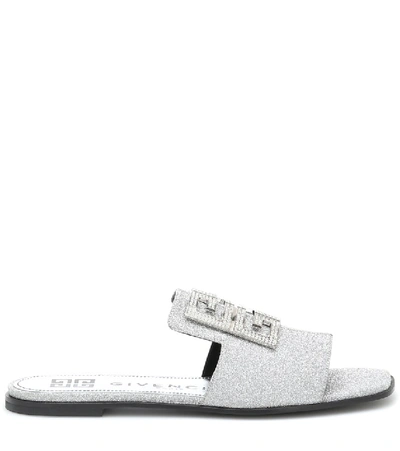 Shop Givenchy 4g Embellished Glitter Sandals In Silver