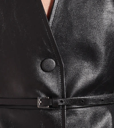 Shop Jil Sander Belted Leather Blazer In Black