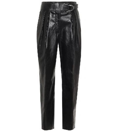 Shop Jil Sander Belted Leather Carrot Pants In Black