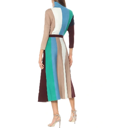 Shop Victoria Victoria Beckham Striped Knit Midi Skirt In Multicoloured