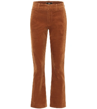 Shop 7 For All Mankind Mid-rise Velvet Bootcut Jeans In Brown