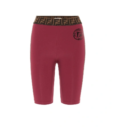 Shop Fendi Ff Biker Shorts In Red