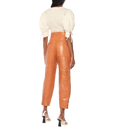 Shop Ulla Johnson Navona Belted Leather Pants In Brown