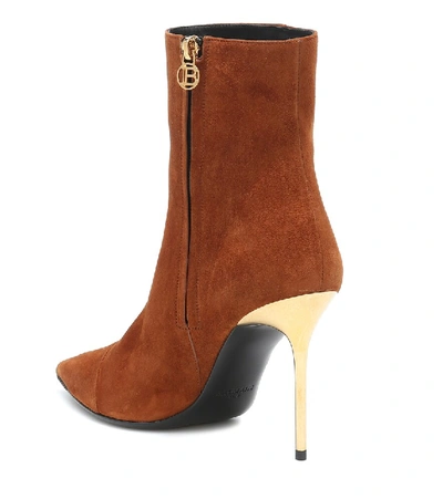 Shop Balmain Roni Suede Ankle Boots In Brown