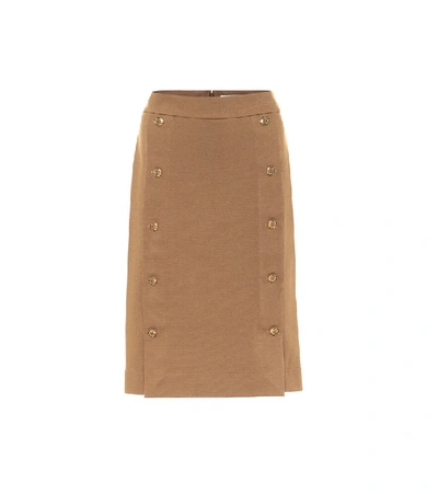 Shop Givenchy Jersey Pencil Skirt In Brown