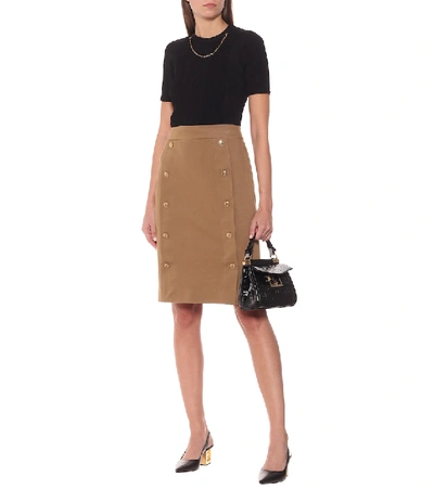 Shop Givenchy Jersey Pencil Skirt In Brown