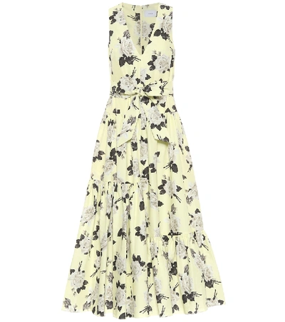 Shop Erdem Mimosa Floral Cotton Midi Dress In Yellow
