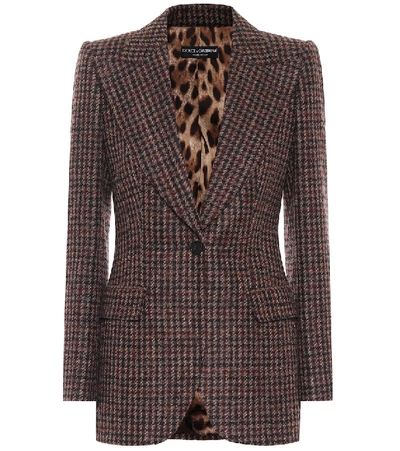 Shop Dolce & Gabbana Tweed Wool And Alpaca-blend Blazer In Brown