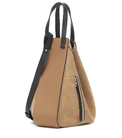 Shop Loewe Hammock Large Suede And Leather Shoulder Bag In Brown