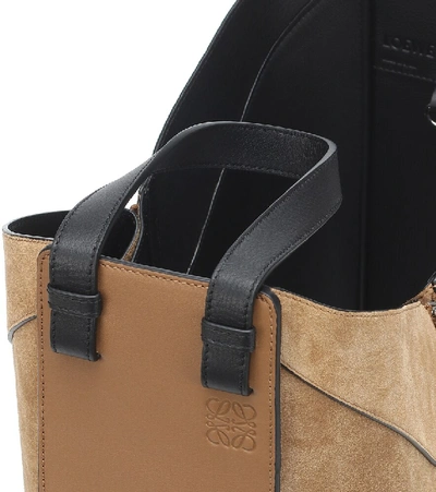 Shop Loewe Hammock Large Suede And Leather Shoulder Bag In Brown