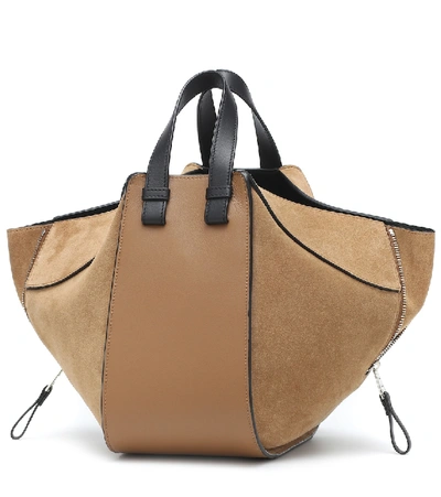 Shop Loewe Hammock Small Suede And Leather Shoulder Bag In Brown