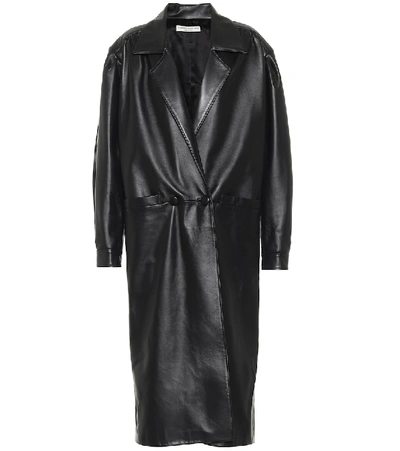 Shop Alessandra Rich Leather Coat In Black