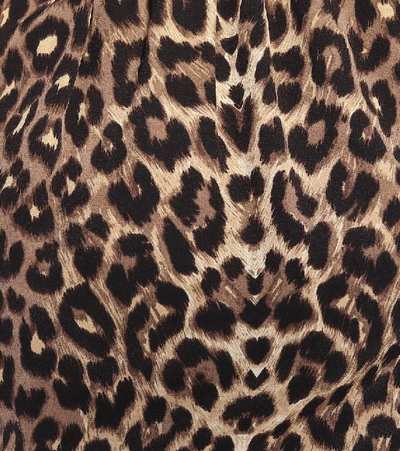 Shop Alessandra Rich Leopard-print Silk Midi Dress In Beige
