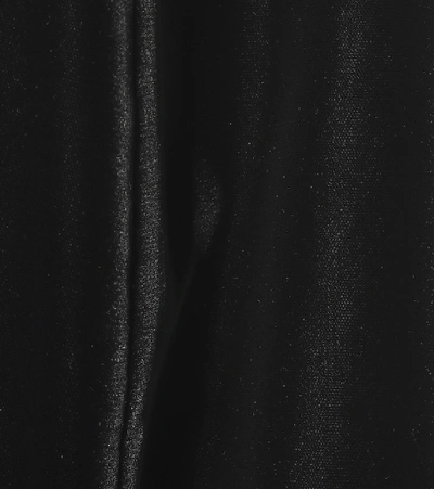Shop Saint Laurent High-rise Velvet Midi Skirt In Black
