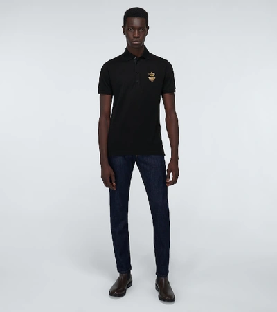 Shop Dolce & Gabbana Embroidered Polo Shirt In Black