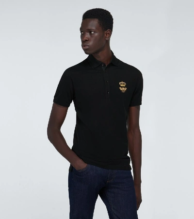 Shop Dolce & Gabbana Embroidered Polo Shirt In Black
