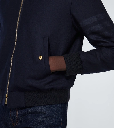 Shop Thom Browne Wool Flannel Blouson Jacket In Blue