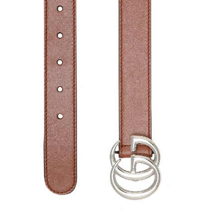 Shop Gucci Gg Leather Belt In Brown