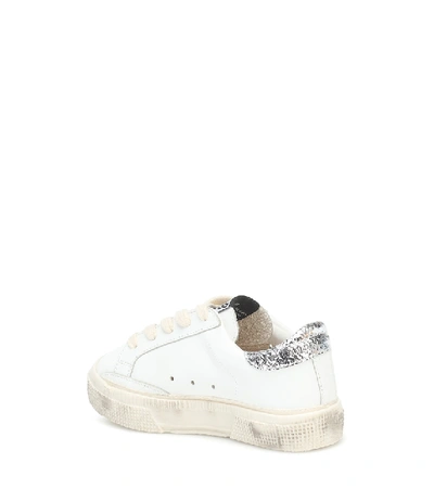 Shop Golden Goose May Leather Sneakers In White