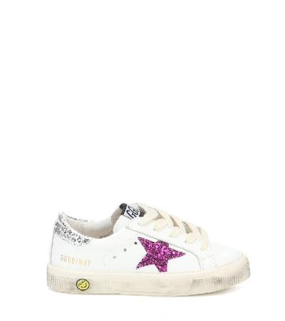 Shop Golden Goose May Leather Sneakers In White