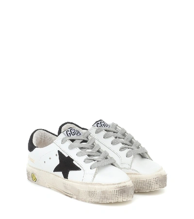Shop Golden Goose May Leather Sneakers In Black