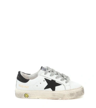 Shop Golden Goose May Leather Sneakers In Black