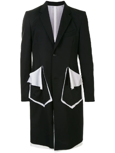 Shop Sulvam Contrast-trimmed Wool Coat In Black
